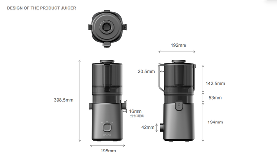 Smart HJ303 mới, máy ép nhai chậm với nguồn cung cấp rộng 155mm Chute, 2400ml Hopper, động cơ 200W