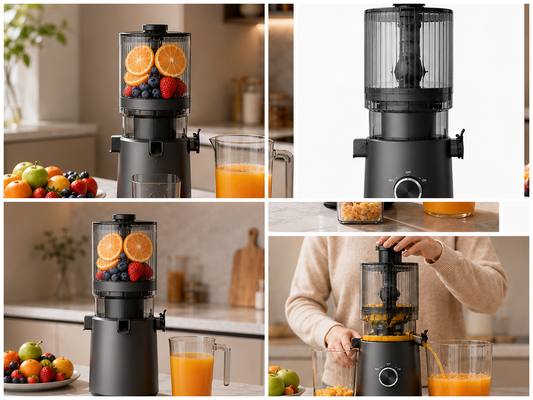Máy ép chậm Fresh Smart HJ303 siêu rộng – Vì tình yêu với nước ép tươi với ống tiếp liệu 155mm, phễu chứa 2400ml, ép lạnh 200W & tự làm sạch