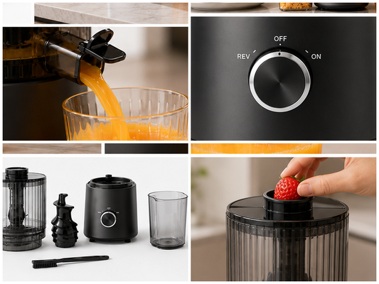 Máy ép chậm Fresh Smart HJ303 siêu rộng – Vì tình yêu với nước ép tươi với ống tiếp liệu 155mm, phễu chứa 2400ml, ép lạnh 200W & tự làm sạch