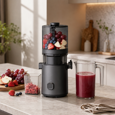 Máy ép chậm Fresh Smart HJ303 siêu rộng – Máy ép làm việc thay bạn với ống tiếp liệu 155mm, phễu chứa 2400ml, ép lạnh 200W & tự làm sạch