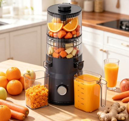 Tươi Smart HJ103A nhỏ gọn Máy ép nhai chậm ️ Không gian nhỏ, phong cách lớn, nước ép tươi mỗi ngày với ống 135mm rộng, Press lạnh 200W & tự làm sạch