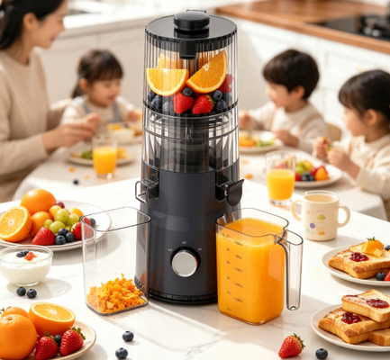 Máy ép nhai chậm Smart HJ103 mới ️ Thiết kế tiết kiệm không gian với chuông rộng 135mm, máy ép lạnh 200W & tự làm sạch cho nhà bếp nhỏ