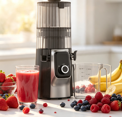 Smart HJ102C Máy ép nhai chậm mới ️ Máy ép nuôi toàn bộ gia đình bạn với 3 tốc độ điều chỉnh, chuông rộng 135mm, máy ép lạnh 200W và tự làm sạch