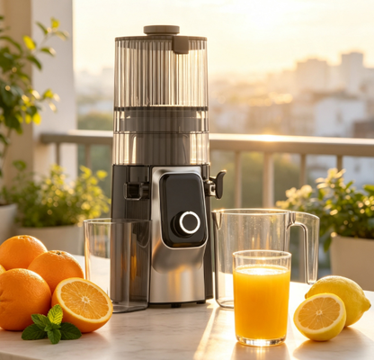 Máy ép chậm thông minh Fresh HJ102C – Máy ép mang sự tươi mát đến mọi mùa với 3 tốc độ điều chỉnh, ống tiếp nhiên liệu rộng 135mm, ép lạnh 200W & tự làm sạch