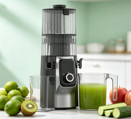 Smart HJ102C mới Máy ép nhai chậm Máy ép làm cho nhà bếp của bạn cảm thấy sống động với 3 tốc độ điều chỉnh, chuông rộng 135mm, máy ép lạnh 200W và tự làm sạch