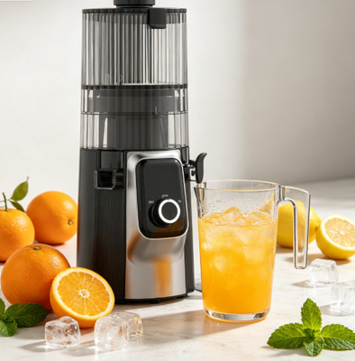 Máy ép chậm thông minh Fresh HJ102C – Máy ép biến bữa sáng của bạn trở nên tuyệt vời với 3 tốc độ điều chỉnh, ống tiếp nhiên liệu rộng 135mm, ép lạnh 200W & tự làm sạch
