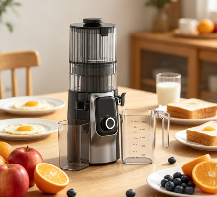 Máy ép chậm thông minh Fresh HJ102C – Máy ép hiểu rõ nguyên liệu của bạn nhất với 3 tốc độ điều chỉnh, ống tiếp nguyên liệu rộng 135mm, ép lạnh 200W & tự làm sạch