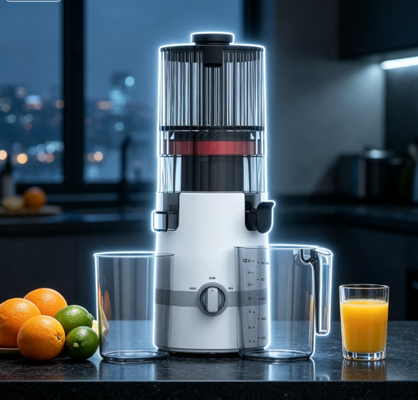 Máy ép chậm thông minh Fresh HJ102B – Thực phẩm thật, Đơn giản thật, An toàn thật cho mọi gia đình với ống tiếp liệu 135mm, ép nguội 200W, Tự làm sạch & Khóa