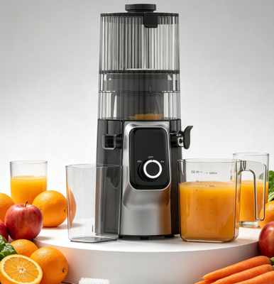 Máy ép chậm gia đình bán buôn HJ102C, 3 bộ phận có thể tháo rời, dễ dàng vệ sinh, máy ép trái cây có ống tiếp nguyên liệu rộng